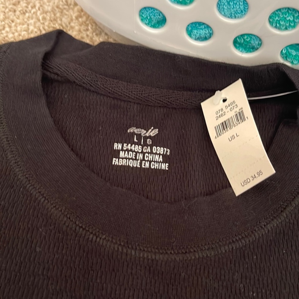 Long sleeve plain black shirt, waffle and thin